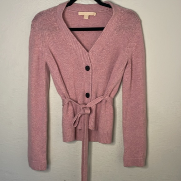 BROCK COLLECTION Belted V-neck Cashmere sweater Size XS  Pink - Picture 2 of 7